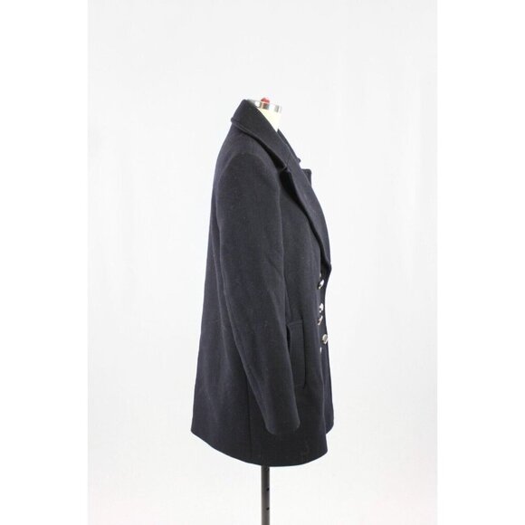 ZARA Navy Blue Wool Blend Double Breasted Short Peacoat Coat, Size M - Picture 2 of 12